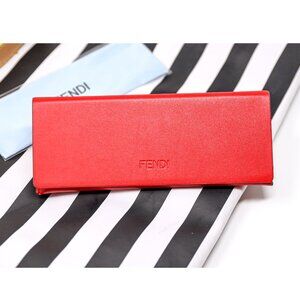 New Fendi Glasses Case & Cloth – Red Leather | Authentic